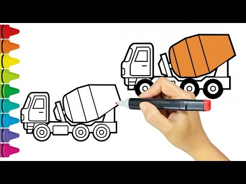 Easy Way to Draw and Color Mixer Truck | Drawing Tutorial