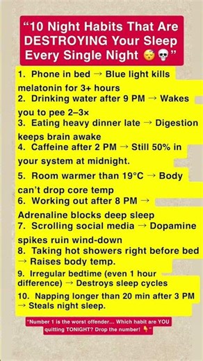 10 Night Habits That Are DESTROYING Your Sleep Every Single Night 😴💀 #troublesleeping #losingsleep