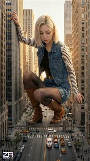 Realistic Giant Android 18 in the City [4K VFX] - Dragon Ball Z