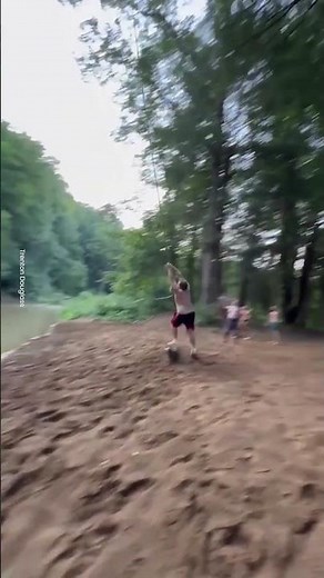 Hilarious Rope Swing Fail 😂