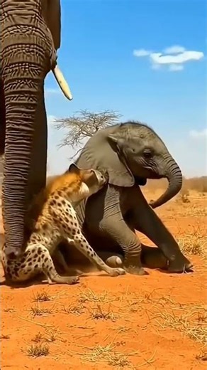 Hyena vs Elephant scene #animals #wildlife