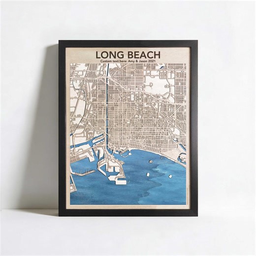 Long Beach Wooden Map Art – 3D Cityscape, Personalized Gift - Etsy