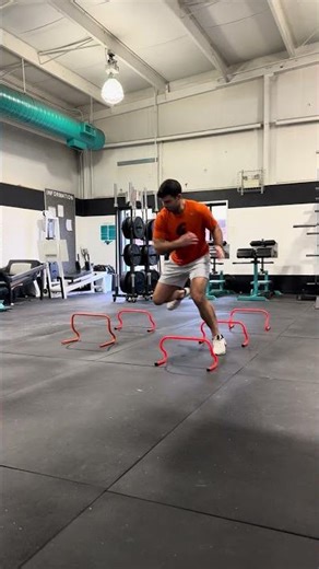 Lateral bound single leg hop over hurdles