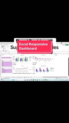 داشبورد باستخدام الإكسيل | excel responsive dashboard #excel #dataanalysis