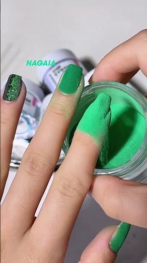 Green & Black & Super Shine Color Block Nails Dipping Inspo 💅🏻✨
