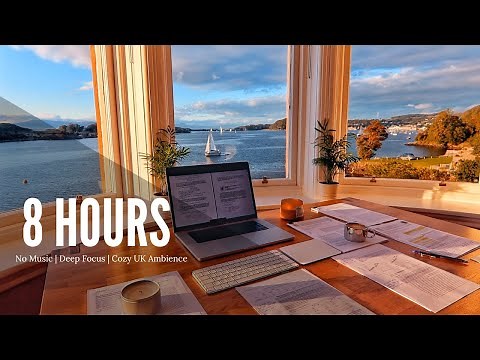 8 Hour Study With Me | Pomodoro 50/10, Deep Focus, Cozy UK Ambience | No Music