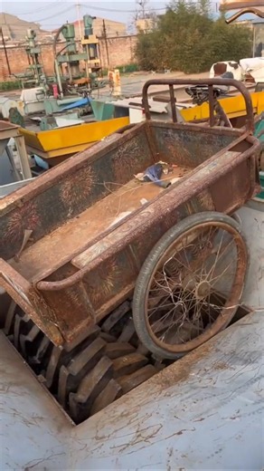 Shredding an Old Rusted Cart! Satisfying Industrial Destruction