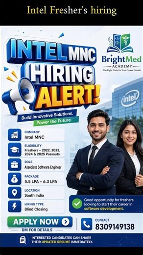 Intel MNC Hiring 2026 | Associate Software Engineer Jobs for Freshers