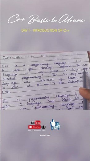 Introduction of c++ with hand written notes 📝 || c++ basic to advance series #cpp #learncpp