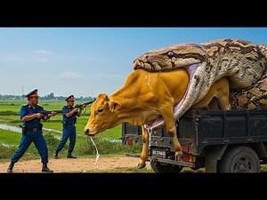 Brave Heroes Battle a Giant Python to Save a Helpless Yellow Cow 🐍🐄