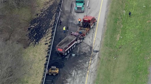 19 tons of coal covers portion of Interstate 79 after dump truck overturns
