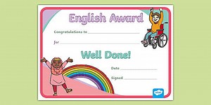 English Award Certificate