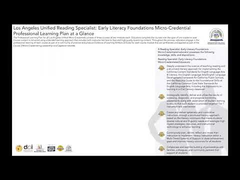Reading Specialist: Early Literacy Foundations Micro Credential Overview Video