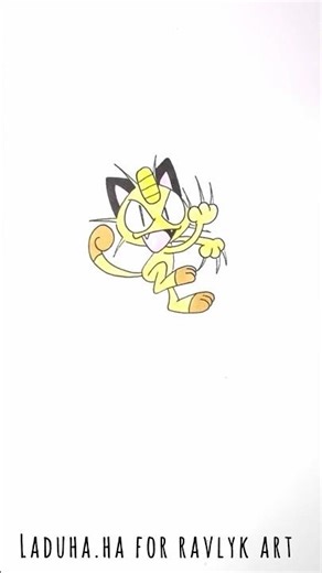 🐾✨ Meowth from Pokémon 🎉 Anime Character Drawing 🖌️ #shorts #drawing #RavlykArt