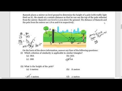 case study-9| Ramesh places a mirror on level ground to determine height of the pole....