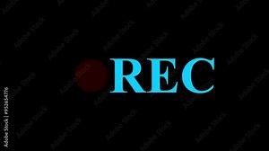 Inscription REC and blinking red circle dot isolated on transparent background with alpha channel, Animation of seamless loop, Motion graphic video recording animation.