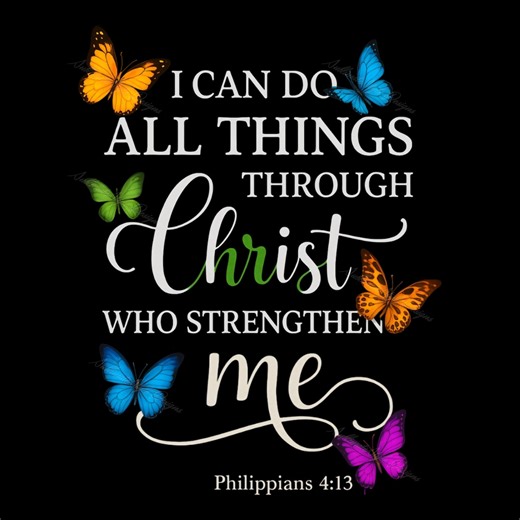 Philippians 4:13 Christian Sublimation Design – Bible Verse, Butterflies (digital Download) - Etsy