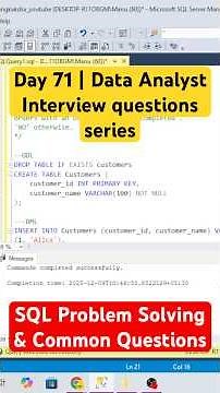 Day - 71 | Data Analyst Interview: SQL Problem Solving & Common Questions #azure #sqltips #coding