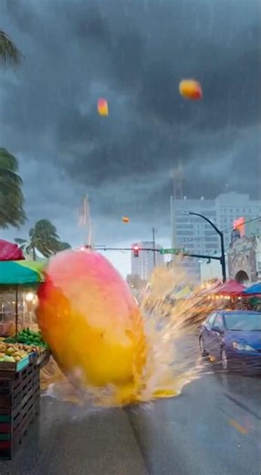 Miami market turned into chaos… mangoes falling from the sky 😳🥭
