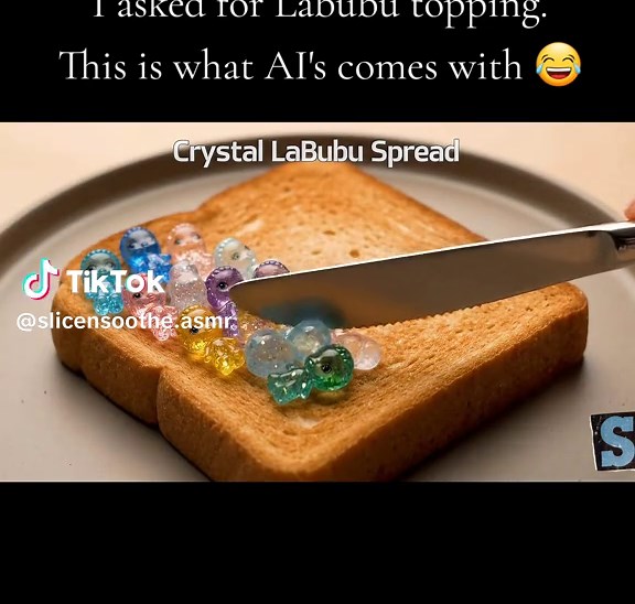 Epic AI Fail - ASMR Labubu on Toast #labubu #asmr #ai #fail #ukf #spread #toast #crystal #crystalasmr #glitter #fyp #foryou #viral #trendin