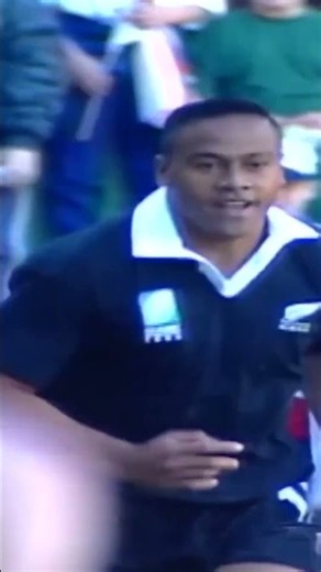 Jonah Lomu runs over Mike Catt in his iconic 1995 World Cup try against England.