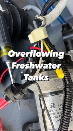Overflowing fresh water tanks are commonly caused by a bad check valve inside the water pump. It is possible to repair these but it’s usually more economical to simply replace the pump. This problem can also be caused by a weak changeover valve if your RV has a nautilus panel. #rvtips #rvrepair #rvliving #rvlife #rv #rvtraining #rvlivingfulltime #rvlifestyle #rvtravel #gocamping | Cozy Camper Mobile RV Services