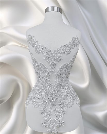 Luxury White Rhinestone Applique – Crystal Beaded Bodice Trim for Wedding Dresses, Prom Gowns, Christmas and Birthday Couture Dresses - Etsy