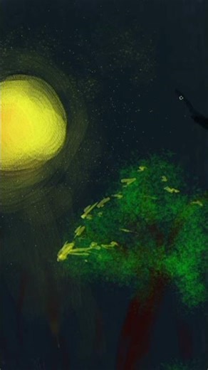 How to Draw a Calm Night Nature 🌙 | Magical Digital Art Tutorial #ArtTutorial #Shorts #CalmDraw