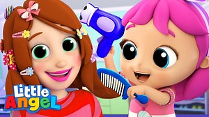 870K views · 12K reactions | Welcome to Jill’s Beauty Salon! She can style your hair or give you a make up! First Jack shows up, then Baby John! Even Mommy and Daddy are involved! Watch as the family visits her shop and get her services in this new video by Little Angel. #littleangel #littleangelnurseryrhymes #babyjohnsongs | Little Angel | Facebook