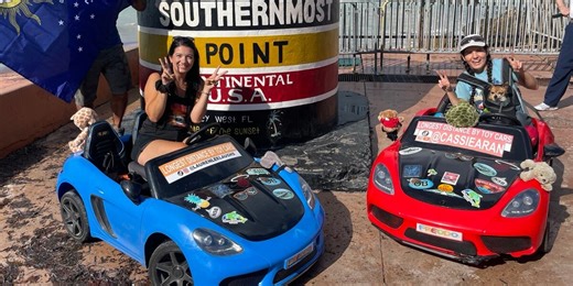 Lifelong best friends complete 600-mile journey in motorized toy cars