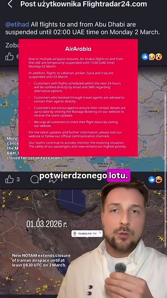 Napięta sytuacja na Bliskim Wschodzie: setki odwołanych lotów