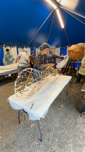 5.9K views · 2K reactions | Day 8 of 10 of our giant lantern puppet workshop led by @andrewkimpuppets hosted by @sandglasstheater! Moose and Owl are all sculpted and lit. Late nite papering  ! A bit of paint, colour tissue, and some fabric and we’re good to go for Friday’s opening at #PuppetsinParadise at @retreatfarm! | Thingumajig Theatre | Facebook