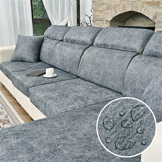 Waterproof Matte PU Faux Leather Sofa Seat Cover Stretchable Full Coverage Slipcover Durable Elastic Couch Protector for Living Room Furniture Seat Protector 2025