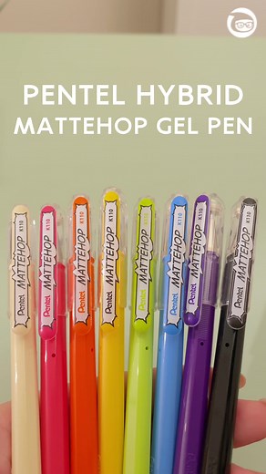 Super juicy and pigmented gel pens that are perfect for journaling, doodling on photos, or drawing illustrations 😍 We think these are highly underrated, it shows up so well on black paper too! 😌 You can get Pentel Hybrid Mattehop Gel Pens ar JetPens 💚 #jetpens #pentest #gelpen #pentel #testingstationery #journalingsupplies #mattehop