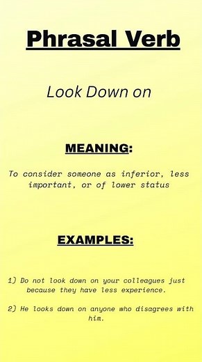 Quick Lesson: Meaning of "Look Down On" #shortsfeed #englishvocabulary #youtubeshorts