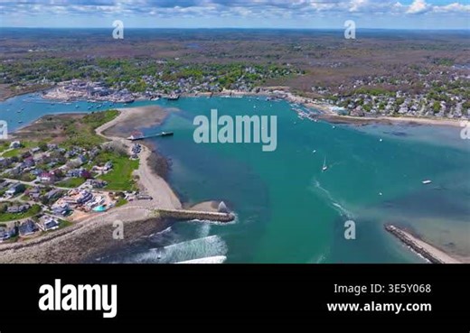 Scituate Harbor aerial view including Bulman Marine and Harbor Marina in town of Scituate, Massachusetts MA, USA Stock Video Footage - Alamy