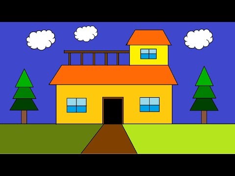 Easy house drawing | How to draw a house on computer | MS Paint house drawing | Paint on computer