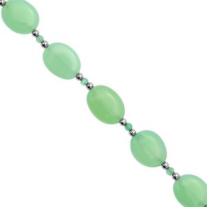 80cts Chrysoprase With Green Onyx Graduaded Ovals Approx 9x6 to 12x9mm, 34cm Strand