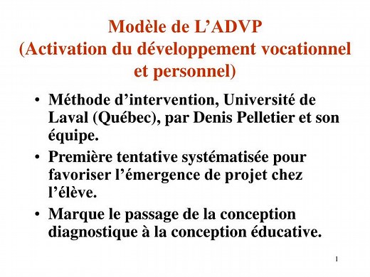 Modèle de L’ADVP (Activation du développement vocationnel et personnel) - SlideServe