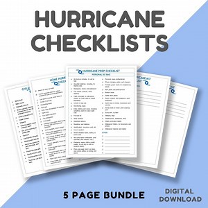 Hurricane Prep Checklist | Hurricane Checklist | Hurricane Preparedness Printable Emergency Family Plan | in Case of Emergency Planning - Etsy