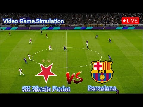 🔴LIVE : Slavia Praha vs Barcelona | UEFA Champions League, UCL Live | Video Game Simulation