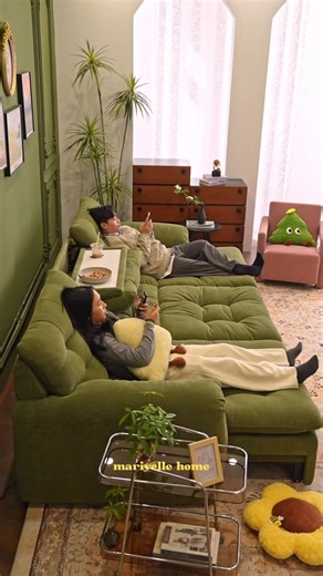 Marivelle Home | Tiffany Extendable Sofa 300cm in Olive Grove chenille fabric. | Instagram