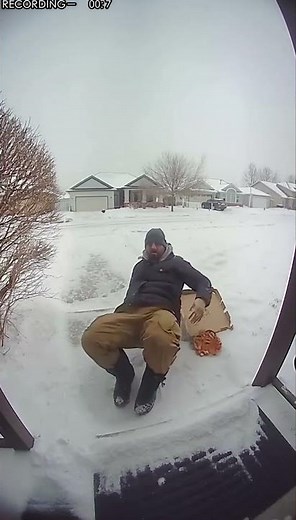 Delivery Guy Slips and Drops Pizza on Ring Cam 😂 #shorts #sora2