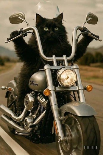 🐱 Coolest Biker Ever! Cat Rides a Harley Davidson 🏍️