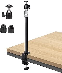 Camera Desk Mount Heavy Duty Aluminum Alloy with 360° Ball Head - Adjustable 15.7-35.4 Inch Table Clamp for DSLR, Webcam, Ring Light, Live Streaming & Video Shooting
