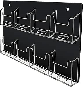 Marketing Holders Wall Business Card Holder with Hanging Hardware for 2" x 3.5" Vertical Appointment Cards Clear and Black Acrylic 8 Slot Display Holds 50 Contact or 30 Gift Cards