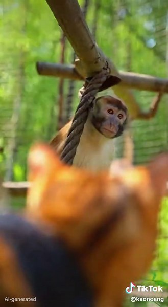 ศึกแห่งศักดิ์ศรี! 🐒 🆚 🐈‍⬛ ใครจะแน่กว่ากันระหว่างแมวเบงกอลกับเจ้าลิงในสวนสัตว์? #แมวvsลิง #สวนสัตว์ #แมวเบงกอล #สวนสัตว์ #ลิง #สัตว์ป่า #การเผชิญหน้า #น่ารัก #AI #ตามใจละกัน #ข้าวนึ่งแมวเบงกอ