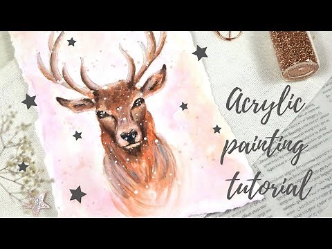 How to paint a deer in acrylics | Acrylic painting tutorial deer