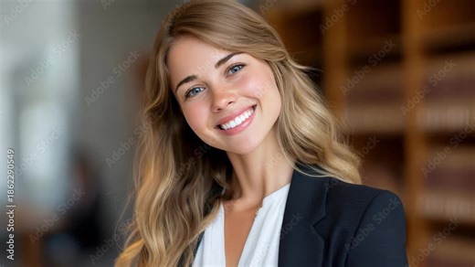 Professional female financial advisor and attorney smiling confidently in a modern office environment showcasing expertise in legal and financial matters while interacting with clients