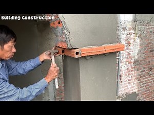 Techniques For Finishing The Columns Of The Beautiful Porch With Bricks And Cement